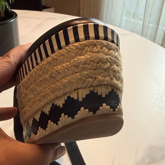 Tory Burch Black and Tan Espadrille Wedges - Picture 13 of 14